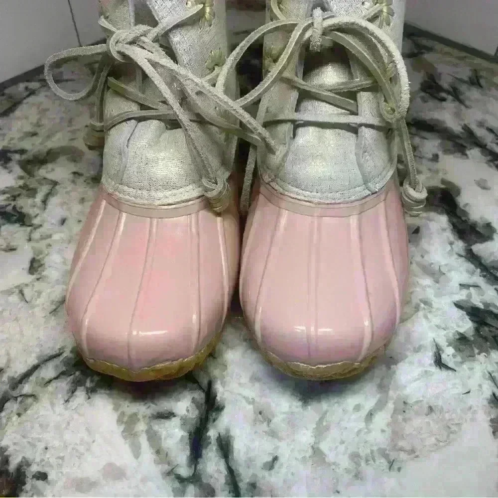 Jack Rogers Chloe Blush Metallic Rain Duck Boots Women's 7M NWOB Sherpa Lining - Picture 4 of 8